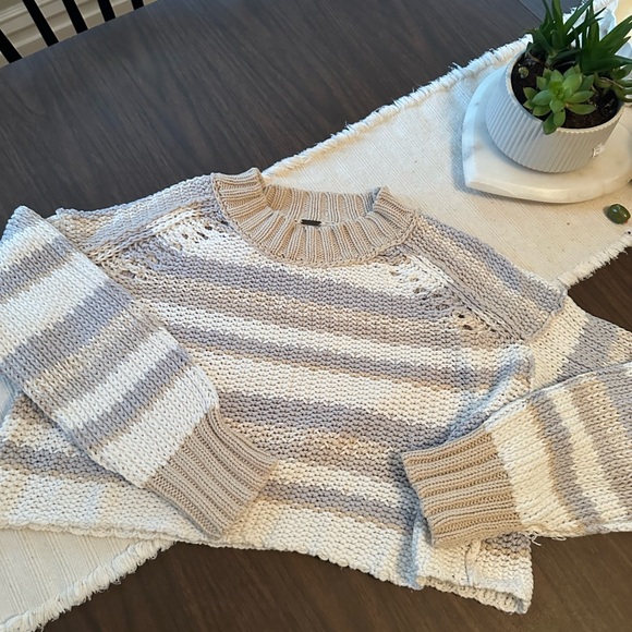 Free People Devon Cropped Striped Sweater - Picture 3 of 7